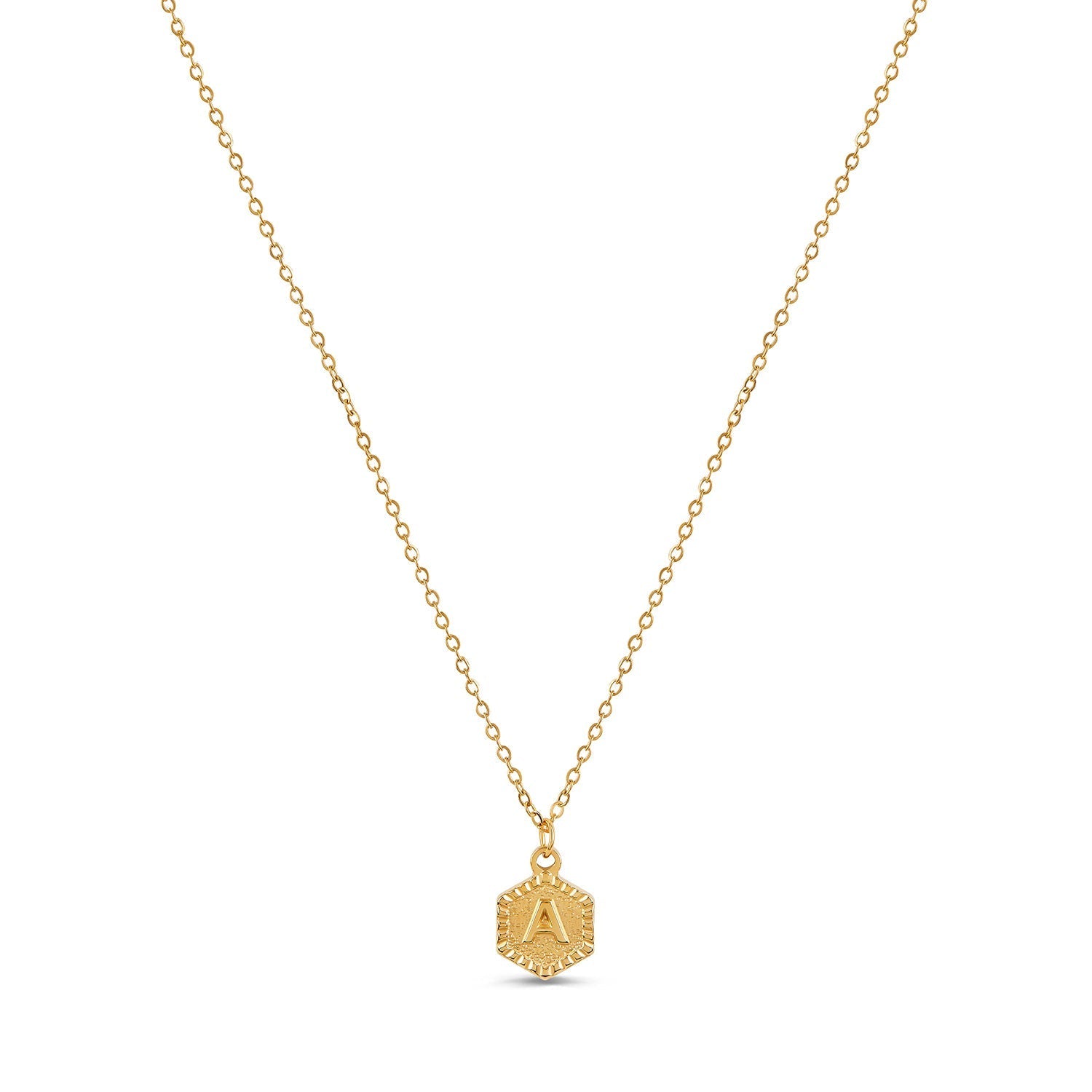 Colar Hexagonal com Iniciais - Ouro