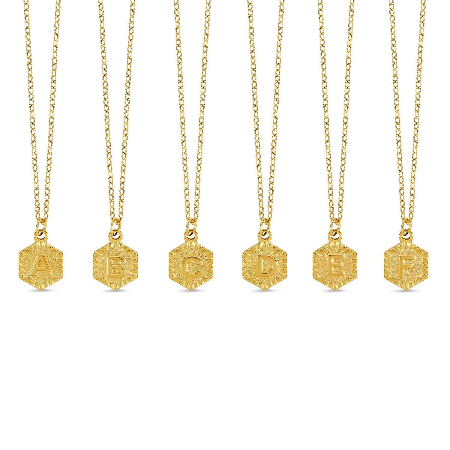 Colar Hexagonal com Iniciais - Ouro