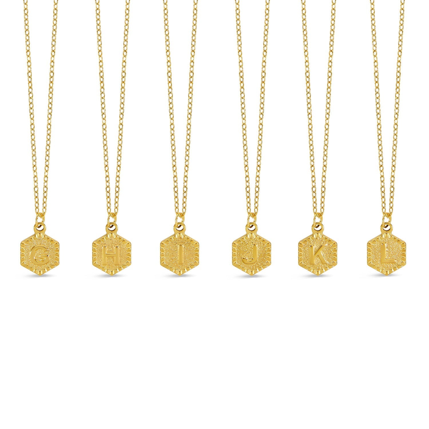Colar Hexagonal com Iniciais - Ouro