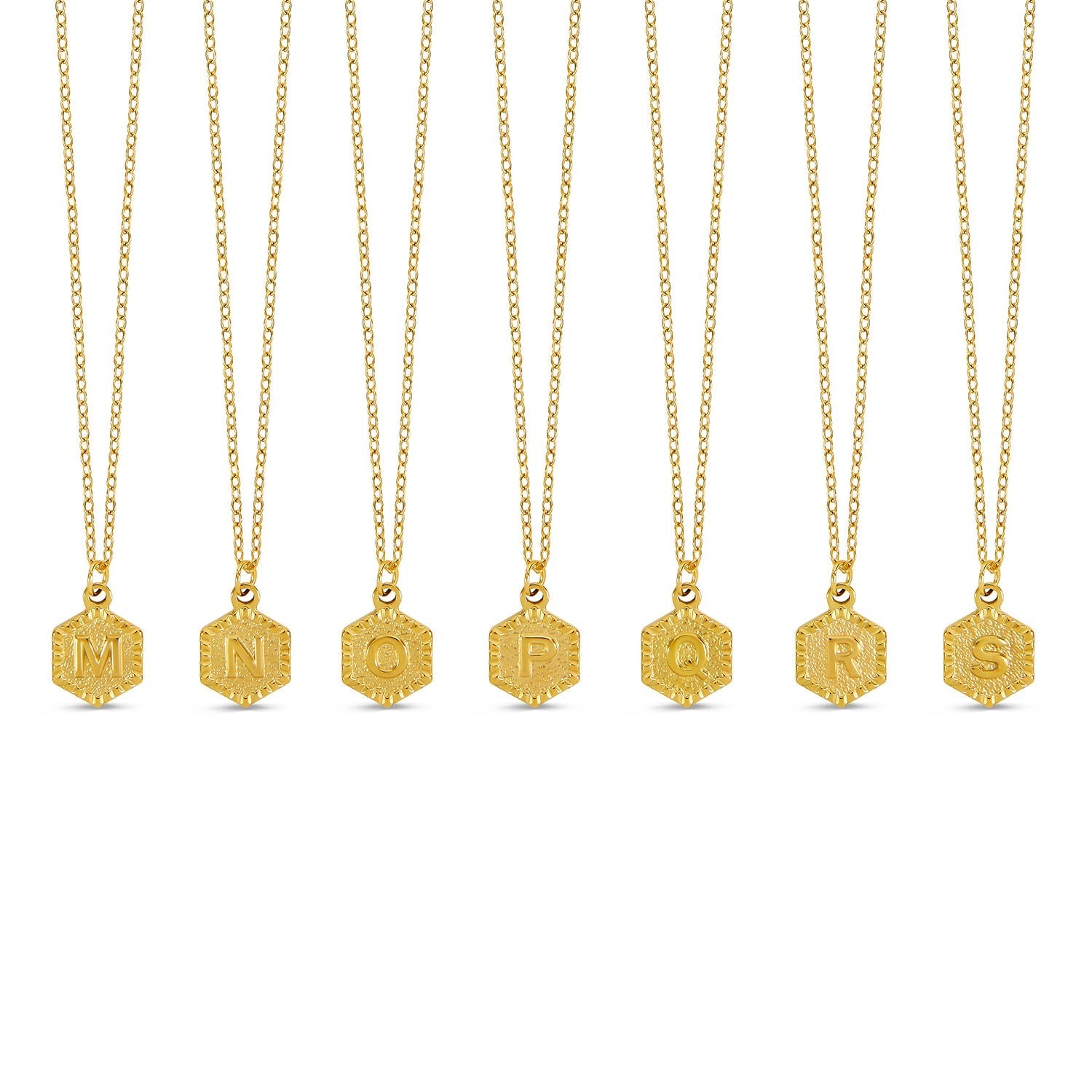 Colar Hexagonal com Iniciais - Ouro