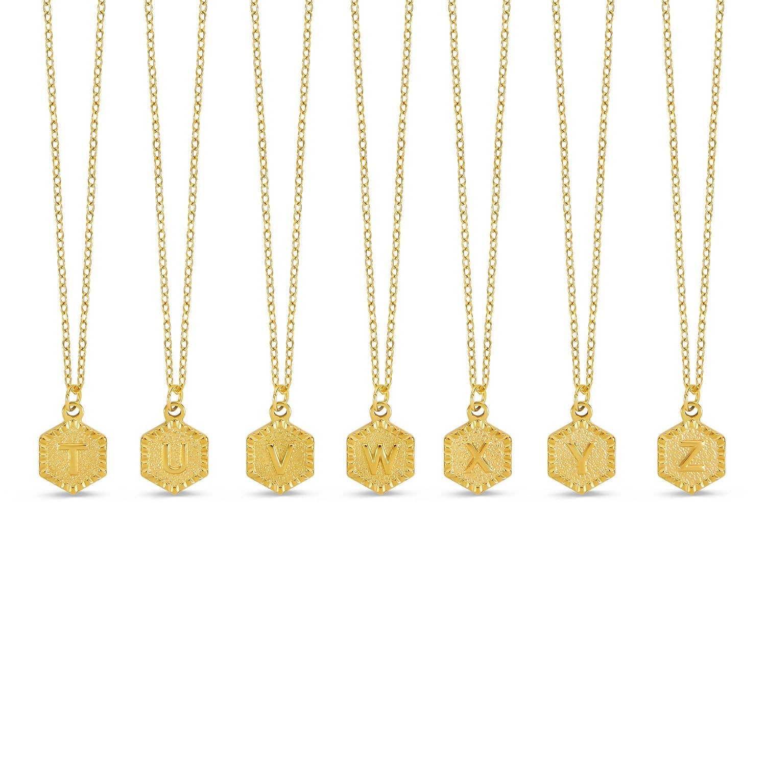 Colar Hexagonal com Iniciais - Ouro