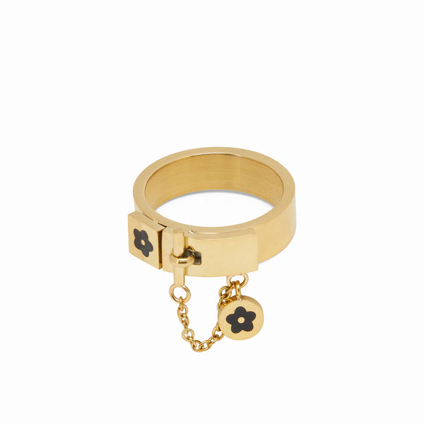 Anel Floral Elegante - Ouro