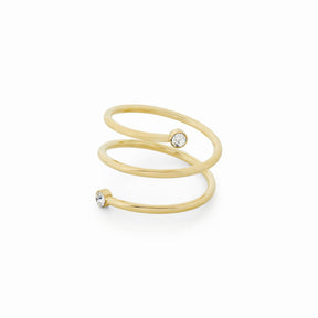 Anel Espiral de Pedra - Ouro