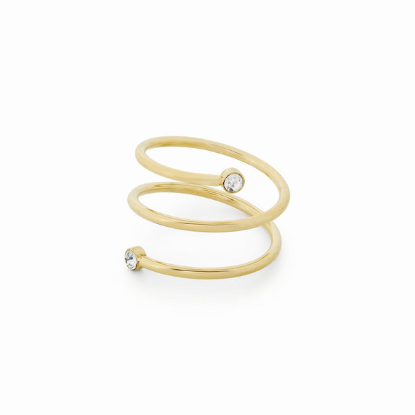 Anel Espiral de Pedra - Ouro