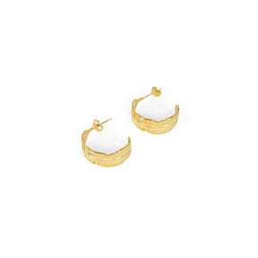 Brincos de Argola com Plumas em Ouro