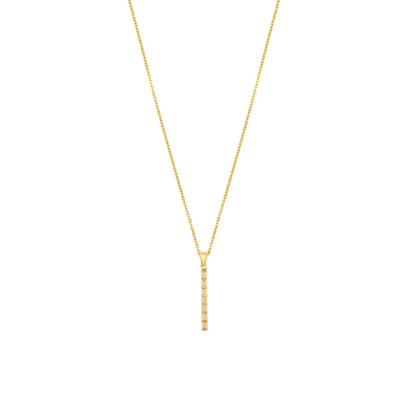 Colar com Pingente de Pedra em Forma de Barra - Dourado
