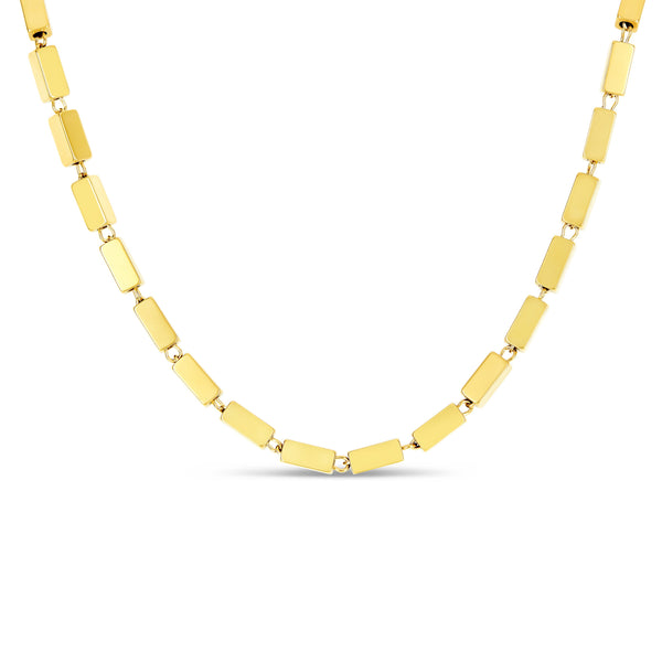 Colar de Corrente Retangular em Ouro