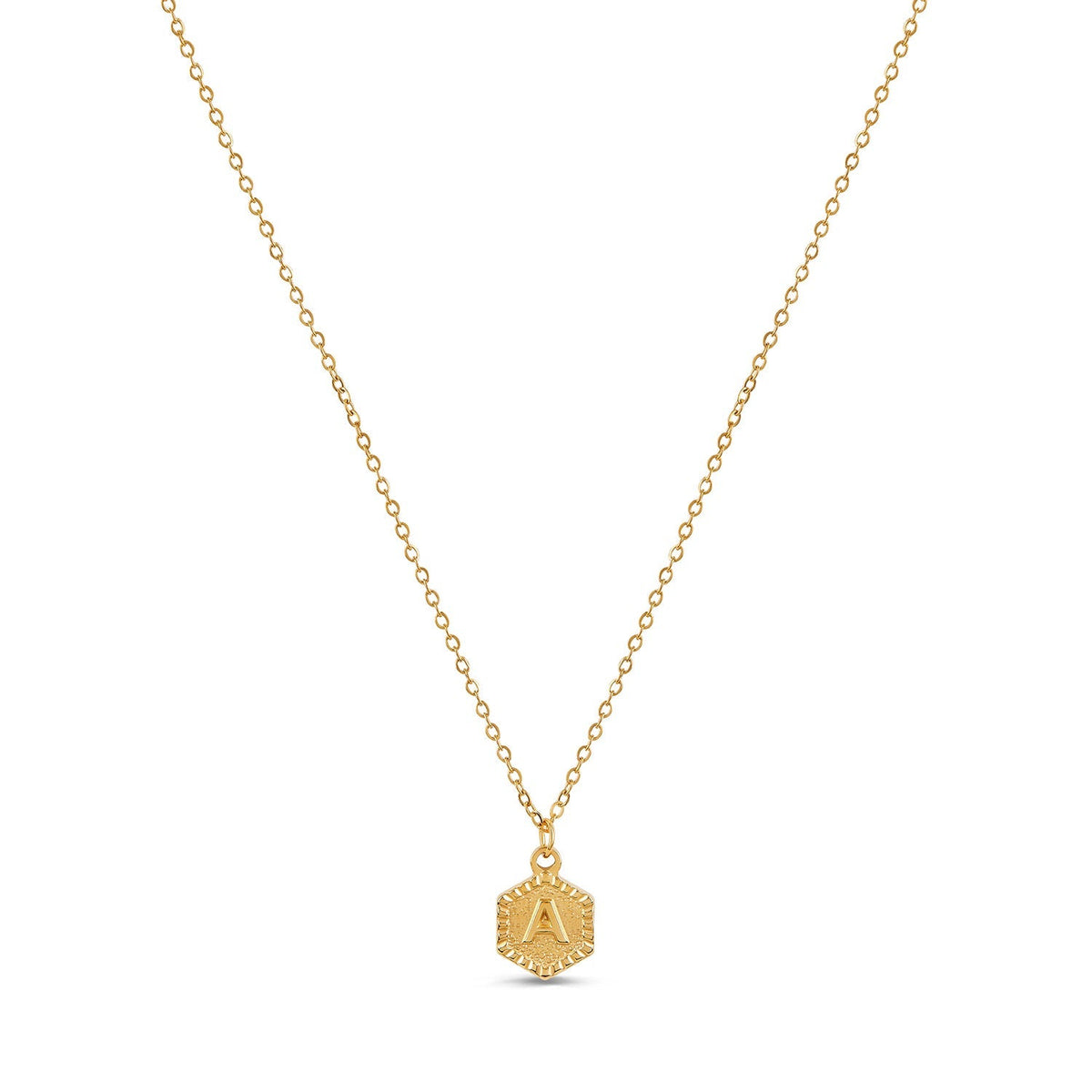 Colar Hexagonal com Iniciais - Ouro