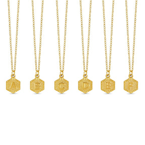 Colar Hexagonal com Iniciais - Ouro