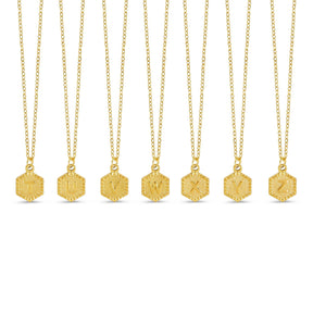 Colar Hexagonal com Iniciais - Ouro