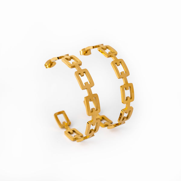 Brincos Geométricos em Ouro 18K - Cor Dourada
