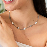 Colar Prata com Pingente Oval Angellica