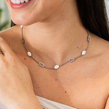 Colar Prata com Pingente Oval Angellica