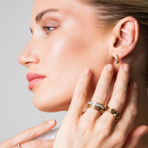 Brincos de Argola com Pedra Arielle em Ouro